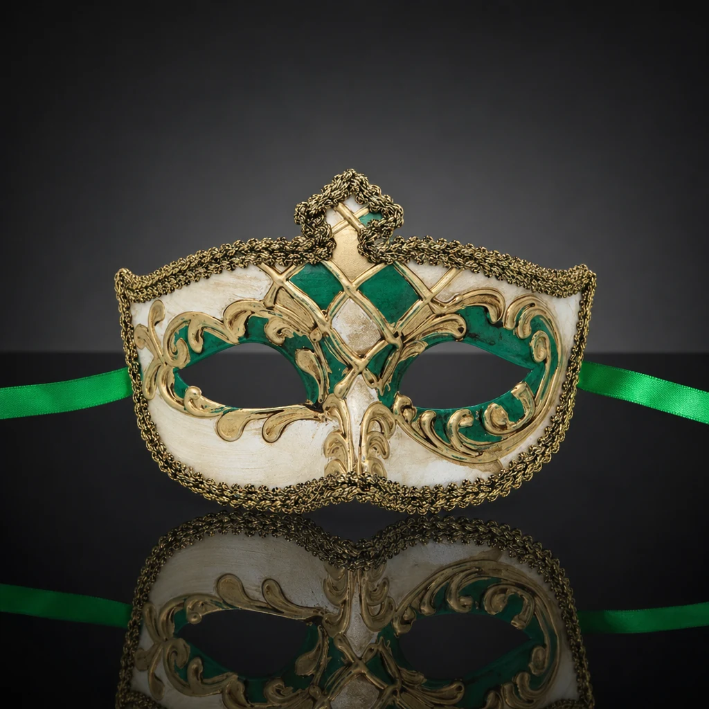 Gold and Green High Point Venetian Mask