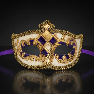 Gold and Purple High Point Venetian Mask