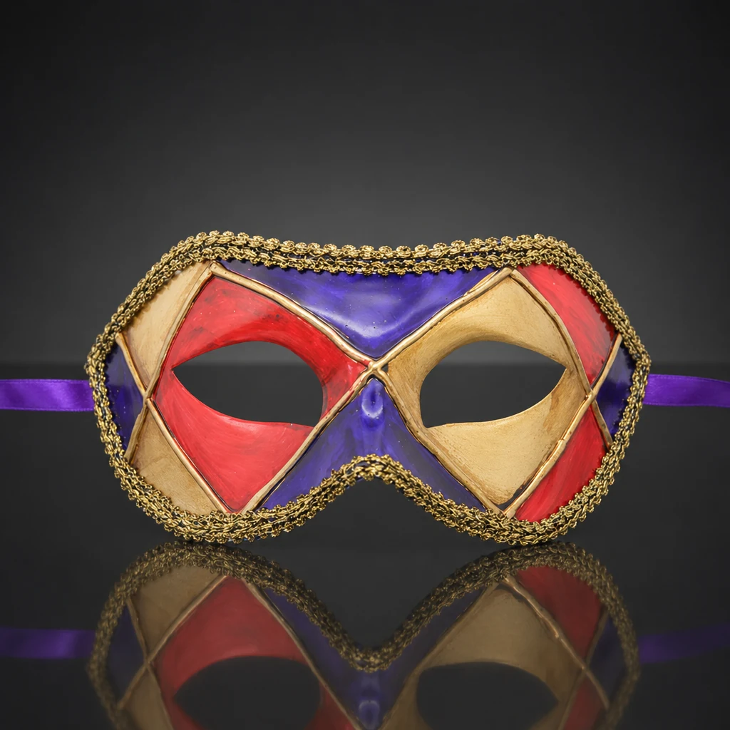 Purple Harlequin Venetian Mask