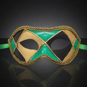 Green Harlequin Venetian Mask