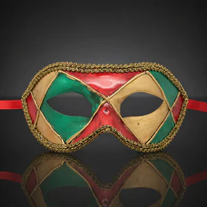 Red Harlequin Venetian Mask