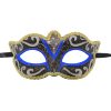 Classic Black Venetian Mask with Blue, Gold and Silver