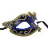 Classic Black Venetian Mask with Blue, Gold and Silver