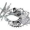 Silver Metal Filigree Masquerade Mask with Crystals