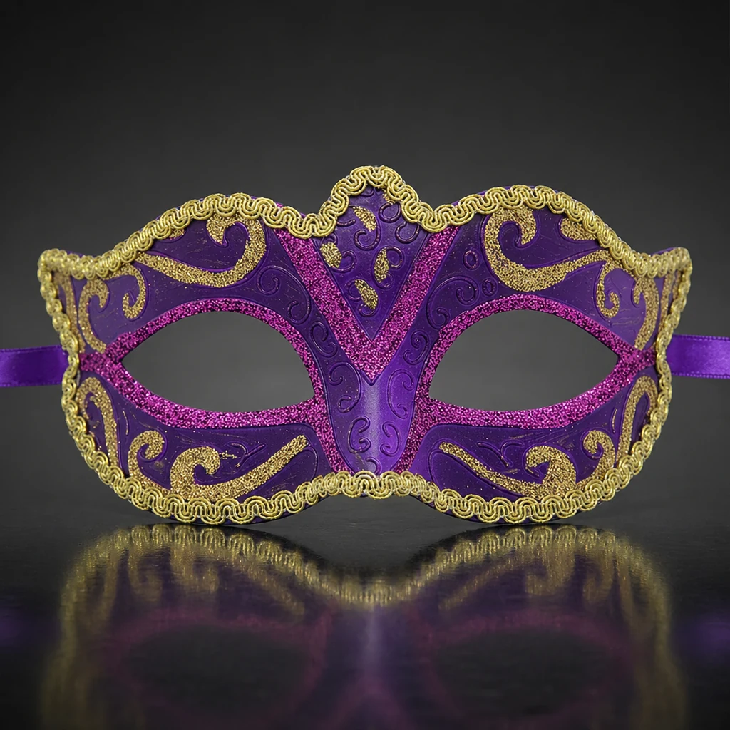 Purple and Gold Classic Venetian Mask