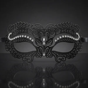 Metal Luxury Masquerade Mask with Clear Crystals