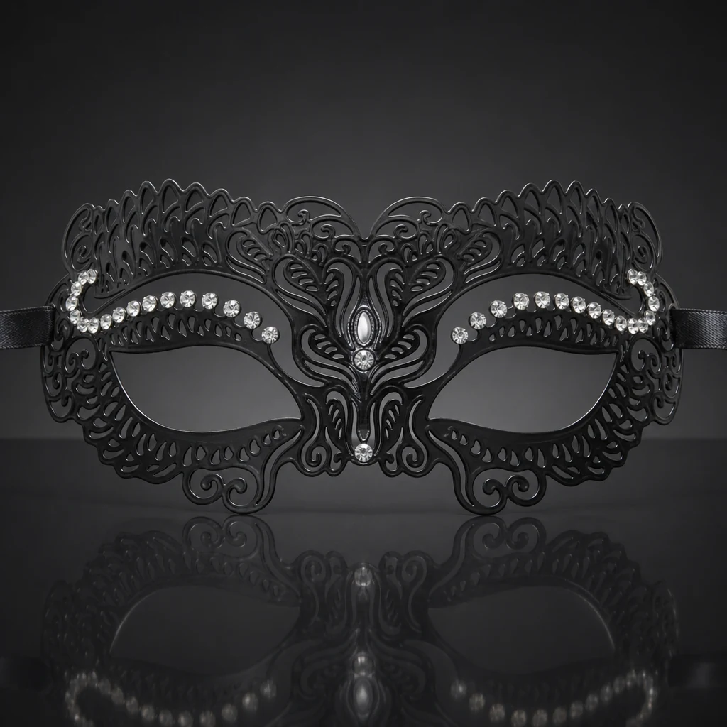 Metal Luxury Masquerade Mask with Clear Crystals