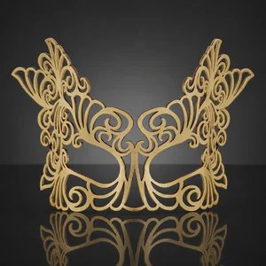 Gold Baroque Large Authentic Leather Mask