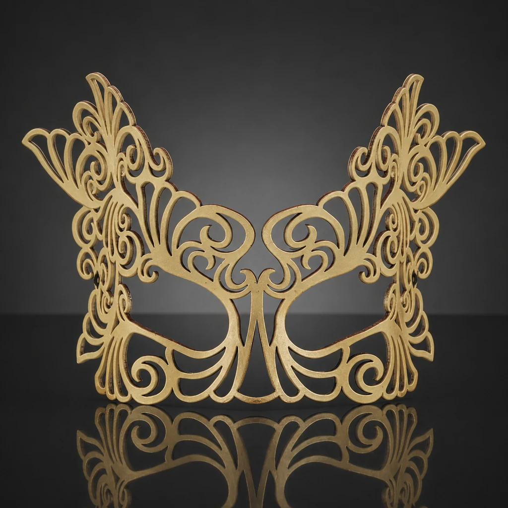 Gold Baroque Large Authentic Leather Mask
