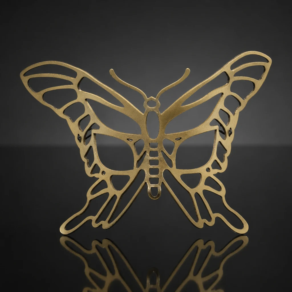 Gold Butterfly Authentic Leather Filigree Mask