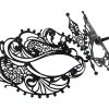 Metal Filigree Masquerade Mask with Green Tear Drop Crystals