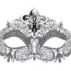 Silver Metal Filigree Masquerade Mask with Heart