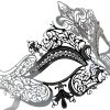 Silver Metal Filigree Masquerade Mask with Heart