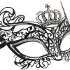 Metal Baroque Cat Masquerade Mask with Clear Crystals