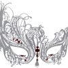 White Swan Metal Masquerade Mask with Red Crystals