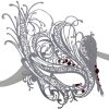 White Swan Metal Masquerade Mask with Red Crystals