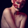 Authentic Leather Red Swirl Mask