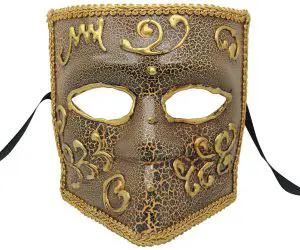Crackle Bronze Bauta Venetian Mask