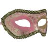 Light Pink and Gold Venetian Mask with Black and Gold Outline