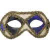 White Venetian Mask with Blue and Black