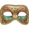 Aqua Red Authentic Masquerade Mask