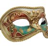 Aqua Red Authentic Masquerade Mask
