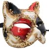 Black Red And Gold Cat Authentic Venetian Mask