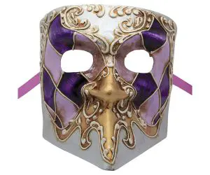 Purple And Gold Bauta Authentic Venetian Mask