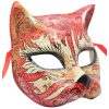 Red Authentic Cat Venetian Mask