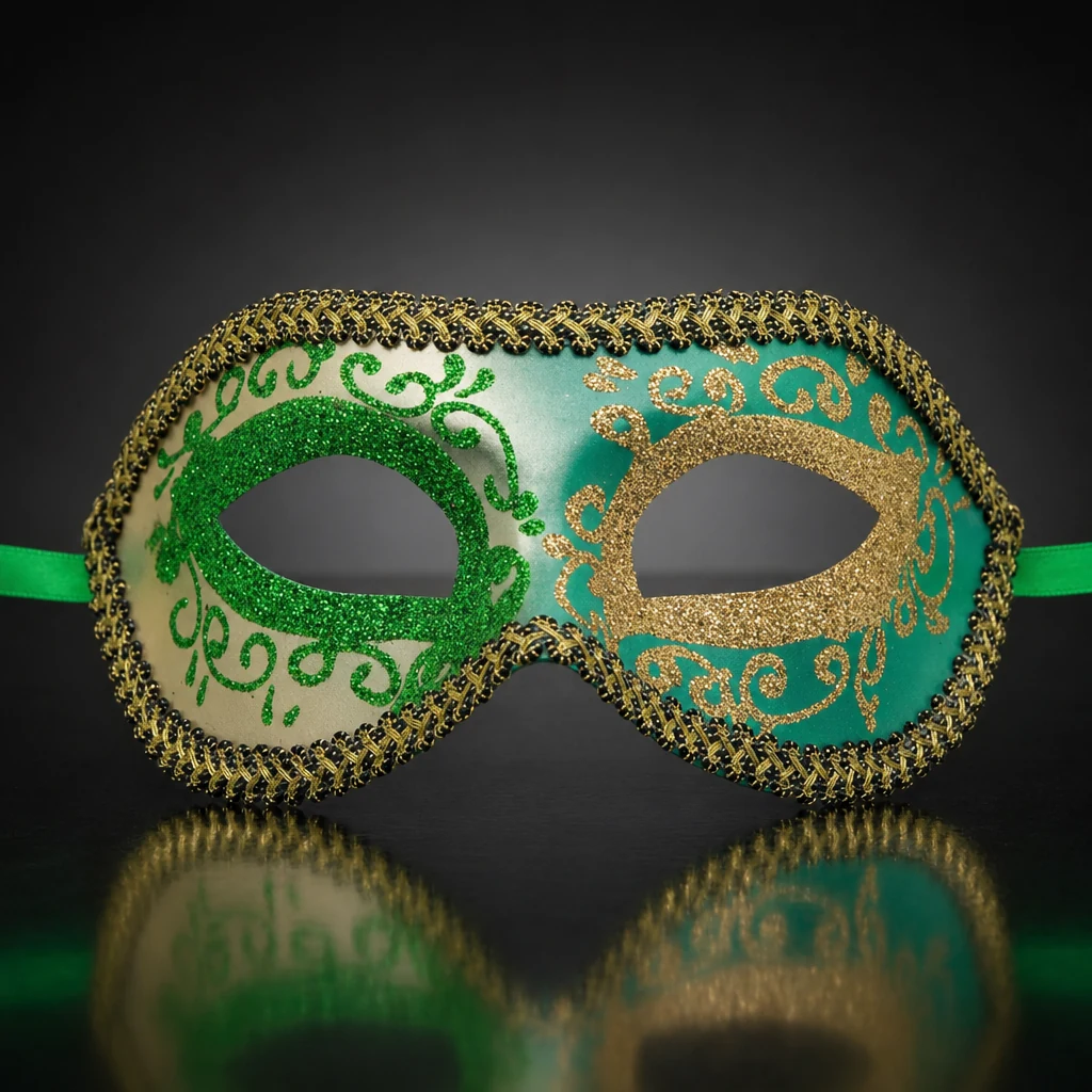 Green and Gold Venetian Mask