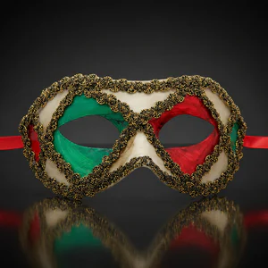 White Red and Green Venetian Mask