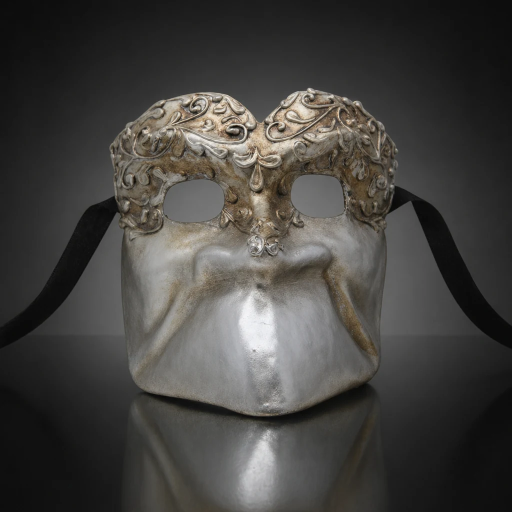 Silver Bauta Authentic Venetian Mask