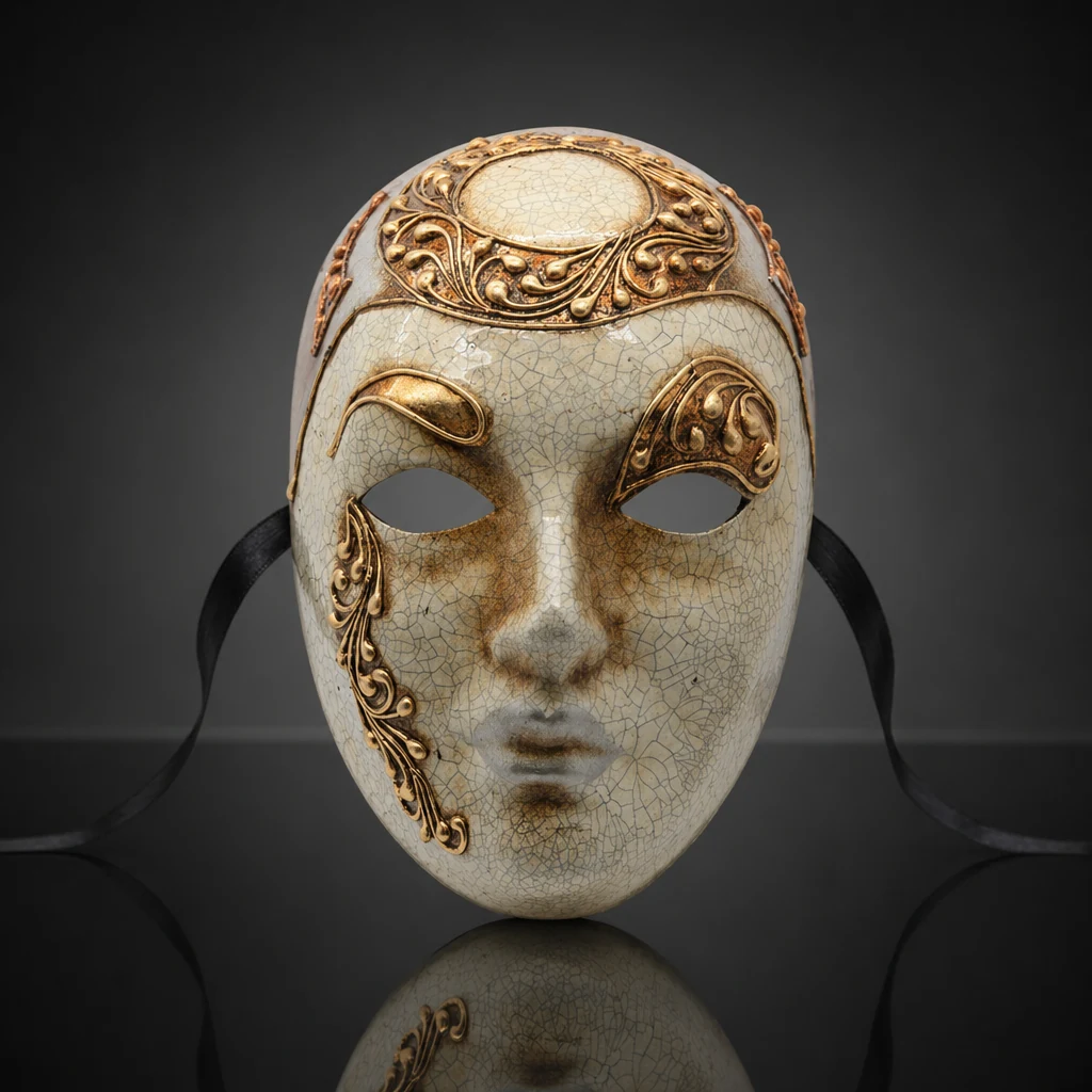 Gold Crackle Authentic Venetian Mask