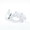 White Butterfly Metal Filigree Masquerade Mask with Green Crystals