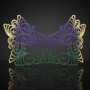 Green, Purple, and Gold Leather Masquerade Mask