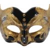 Black and Gold Pulcinella Mask with Music Note Pattern