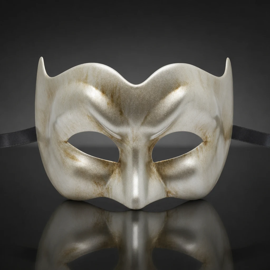 Brushed Champagne Pulcinella Masquerade Mask