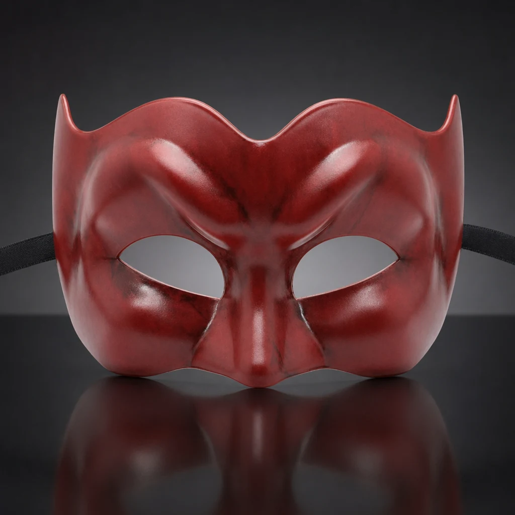 Crimson Red Pulcinella Masquerade Mask
