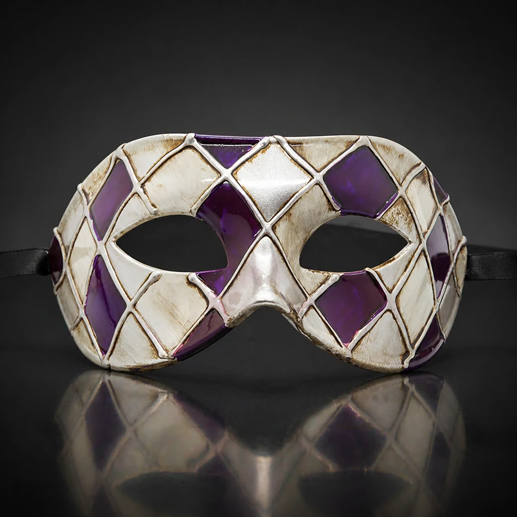 Purple, Silver and Gold Masquerade Mask