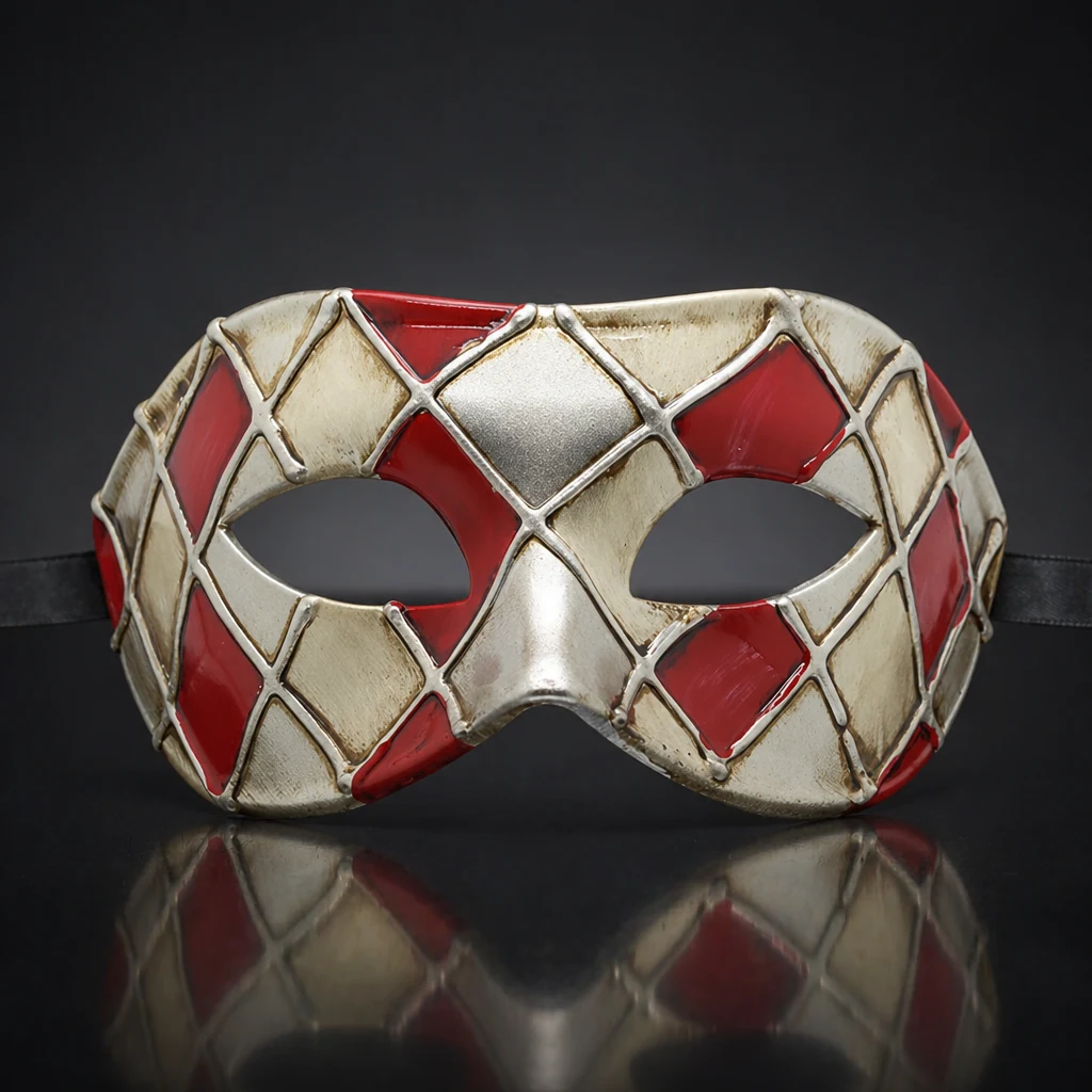 Red, Silver and Gold Masquerade Mask