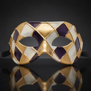 Gold, Purple and Silver Masquerade Mask