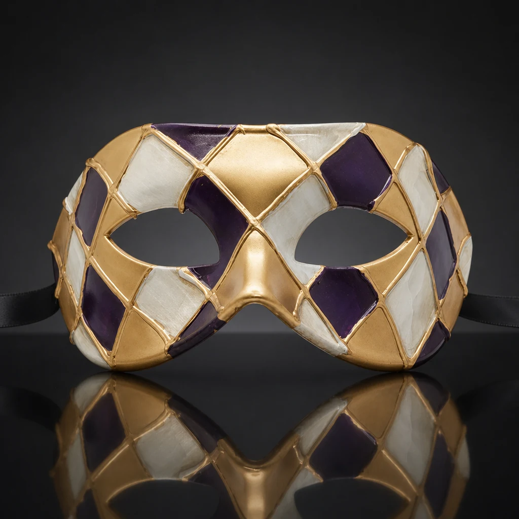 Gold, Purple and Silver Masquerade Mask