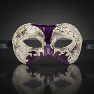 Purple and Silver Masquerade Mask with Music Note Pattern