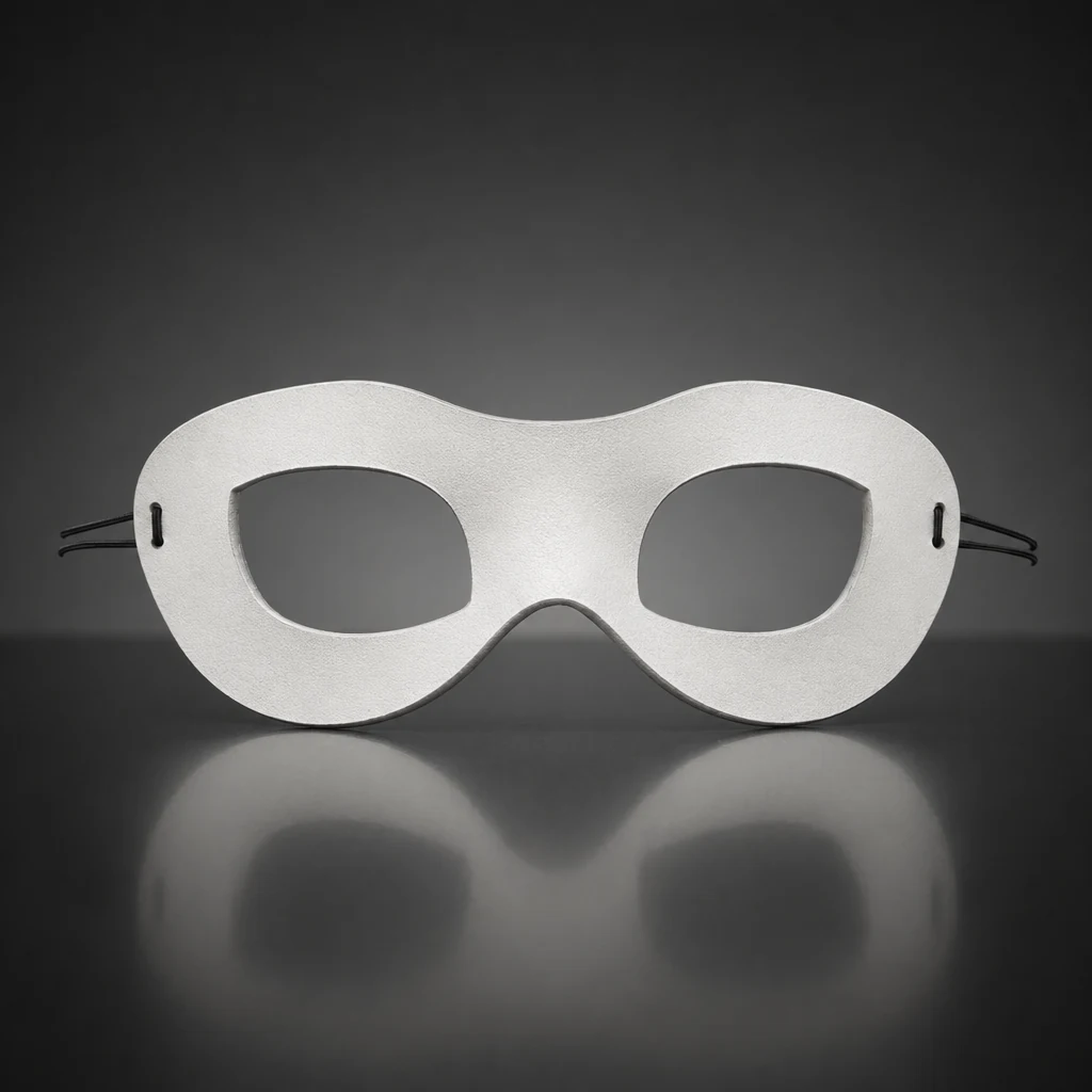 Sly White Leather Eye Mask - Small