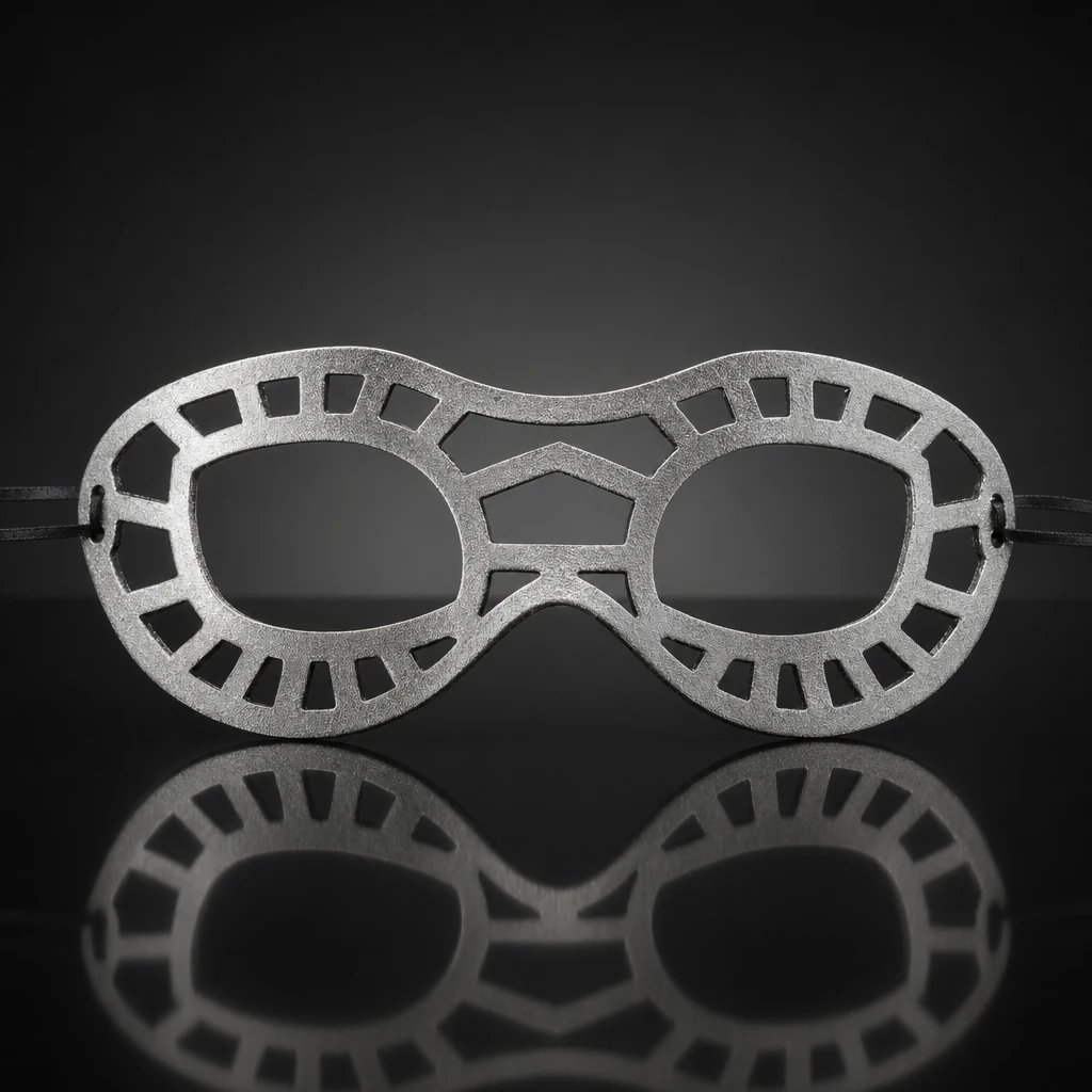 Silver Superhero Leather Eye Mask