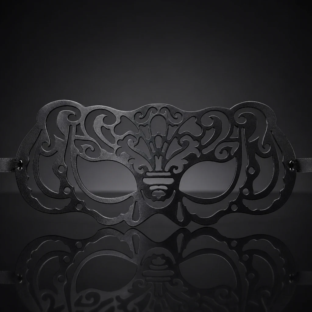 Authentic Black Leather Victorian Masquerade Eye Mask