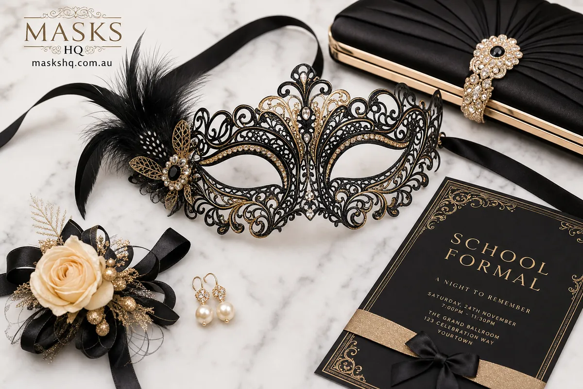 Close-up of a decorative masquerade mask with fine detailing