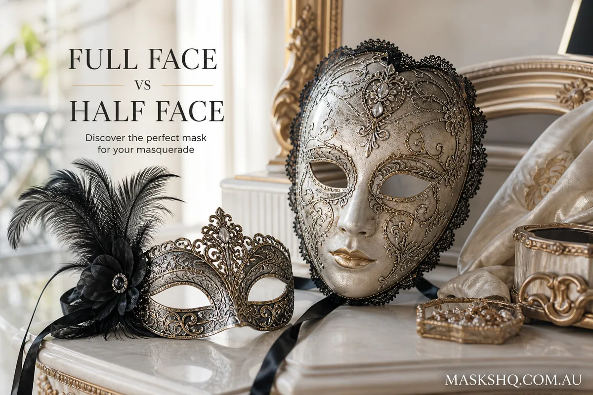 Decorative Venetian-style masquerade mask worn at an evening event