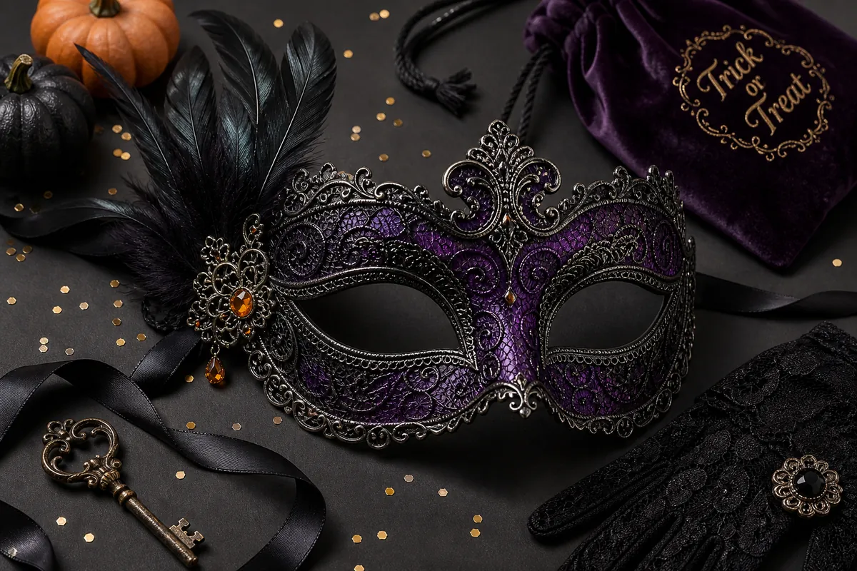 Close-up of a decorative masquerade mask with fine detailing